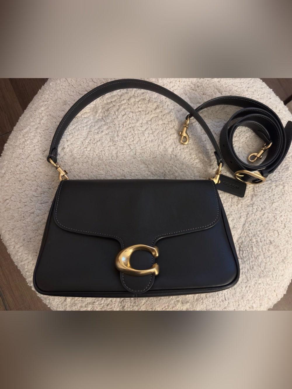 Coach Soft Tabby Shoulder Bag Black Brass Hardware - Picture 2 of 13